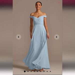 David's Bridal Dusty Blue Bridesmaid Dress Size 10